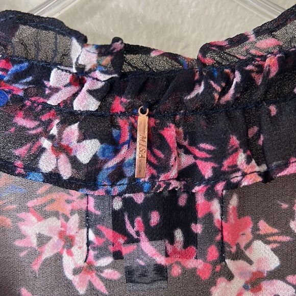 MISA - "Abigail" Short-Sleeve Blouse Floral Print - SZ XS, Black, Floral - Picture 12 of 15